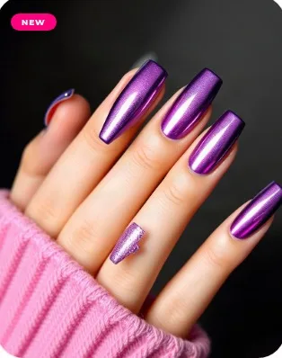 Dark chrome coffin nails